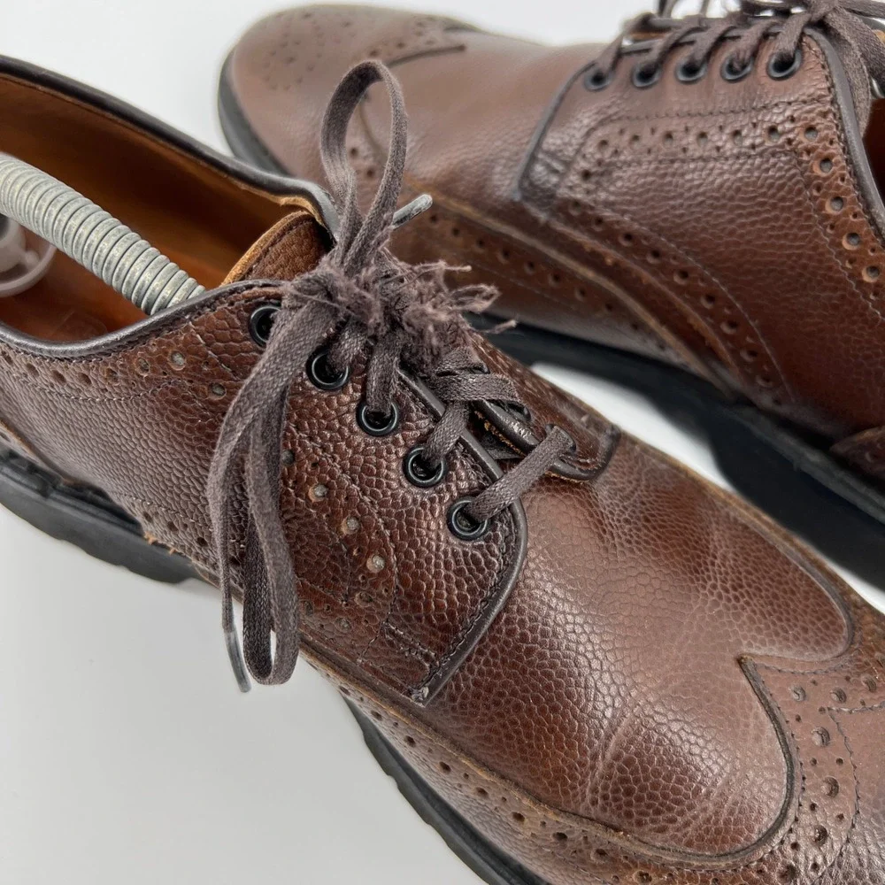 Allen Edmonds Tate Mens‎ 9.5 B Brown Wingtip Brogue Leather Oxford Dress Shoes